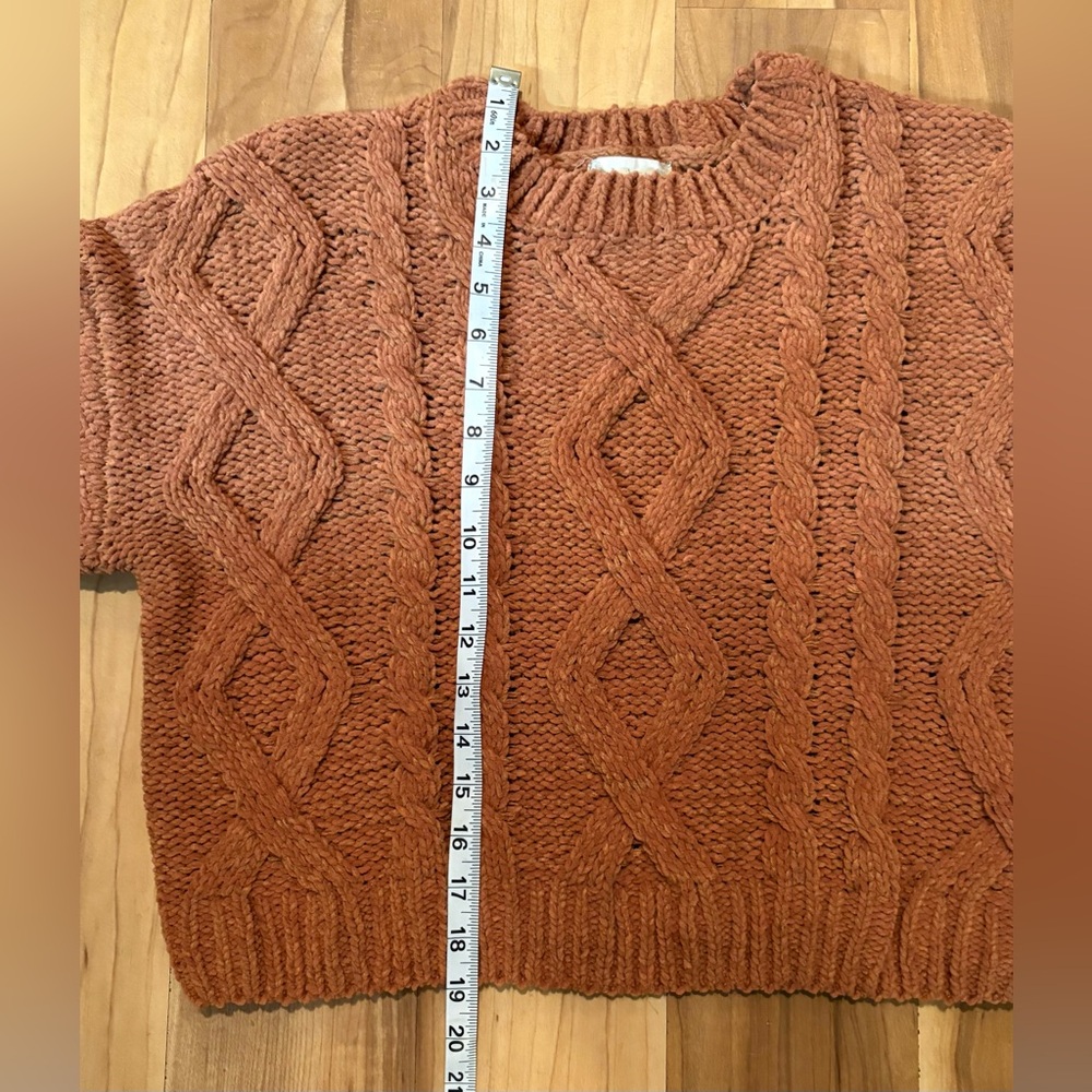 Altar'd State, Rust Orange Cable Knit Sweater, Cropped, Crew Neck, Size M - Picture 9 of 9